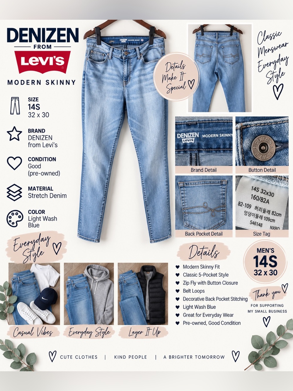 DENIZEN from Levi’s Modern Skinny Jeans Size: 14S — 32 x 30